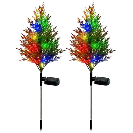 2 Pack Solar Christmas Tree Stake Lights Outdoor Waterproof Multi-Color
