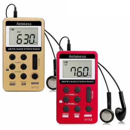Pocket AM FM Radio Retekess V112 Rechargeable Stereo Earphone Sport Player
