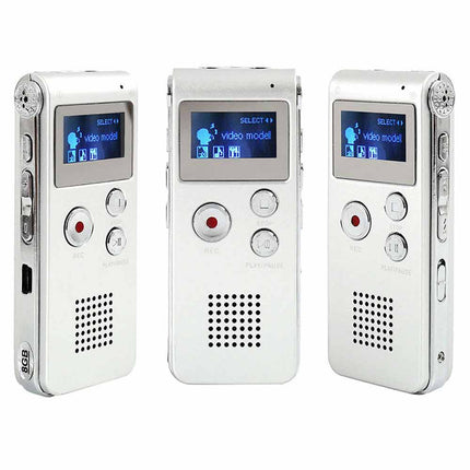 8GB Digital Voice Recorder with MP3 Player Rechargeable USB