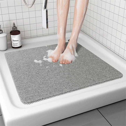 Grey Loofah Shower Mat Non-Slip Quick Dry Bath Mat 60x40cm