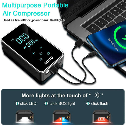 Wireless Digital Tyre Inflator Pump for Car, Portable Touch Control