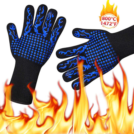 2x 1472°F Heat Resistant Oven Gloves 35cm BBQ Silicone Kitchen Mitts