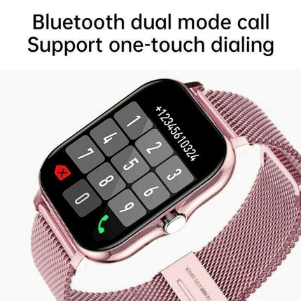 Bluetooth Smart Watch Pink Heart Rate Monitor for iPhone Android Men Women
