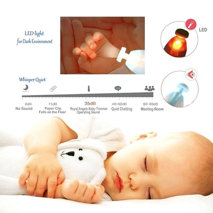6 in 1 Electric Nail Trimer Infant Newborn Safe Grinder Clipper Tools Set