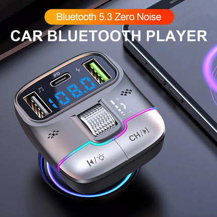 Bluetooth 5.3 Car FM Transmitter Wireless USB PD Fast Charger MP3 Player