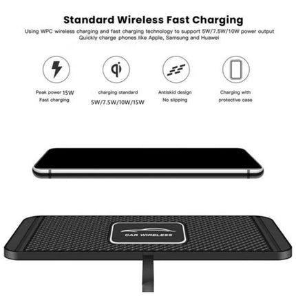 Wireless Car Charger Mat Non Slip Fast Charging Pad with 1M Cable Smartphone