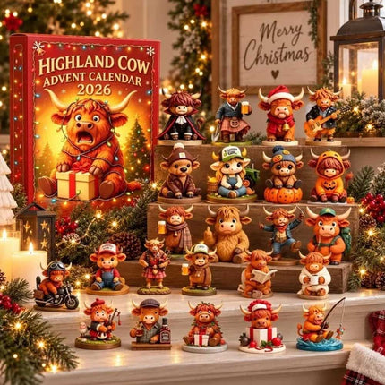 2026 Highland Cow 3D Silicone Advent Calendar, 24 Days Countdown Gift