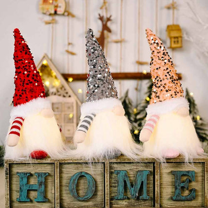 3Pack Christmas Gnome Santa Light Bling Hat Xmas Party Home Table Decor