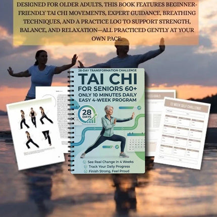 Spiral-Bound Tai Chi Practice Book with Daily Exercises for Seniors & Beginners