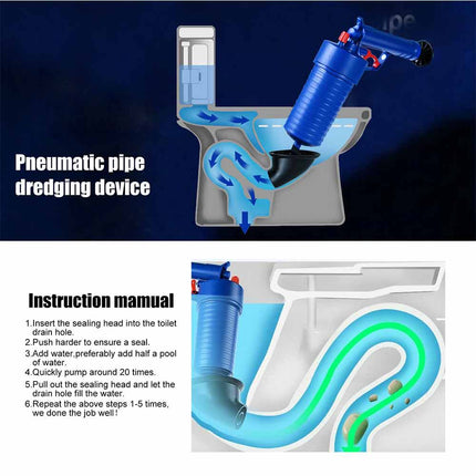 High Pressure Drain Blaster Manual Pump Plunger Sink Pipe Cleaner Tool