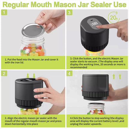 Electric Vacuum Sealer Kit for Mason Jars, Automatic Lids Sealer