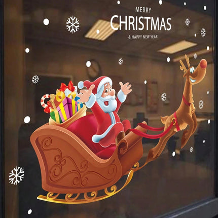 Santa Claus Sleigh Window Decal Xmas Glass Door Vinyl Home Decor