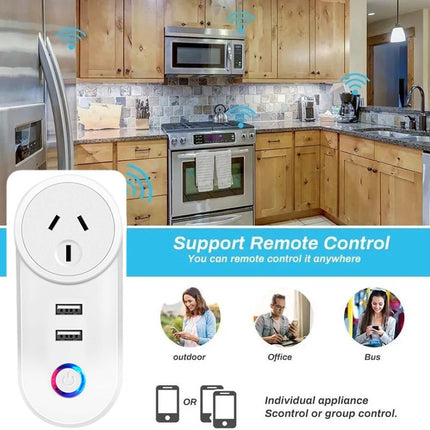 Smart Home WiFi Dual Socket Switch Adaptor, Works with Alexa & Google