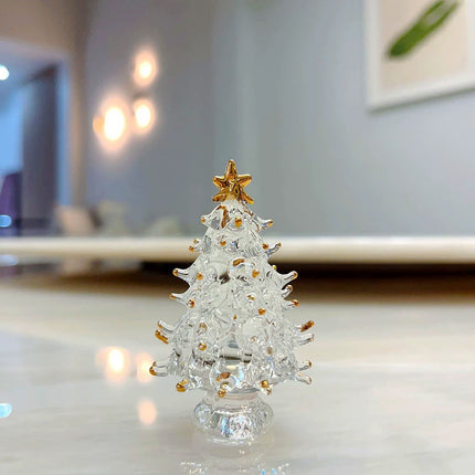 Cute Crystal Tree Figurine 3D Statue Christmas Miniature Home Decor Cover