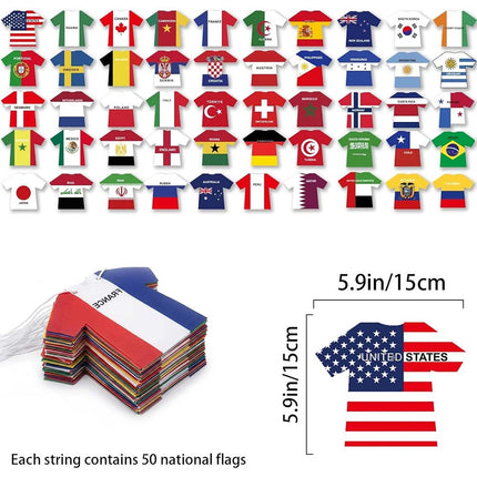 2026 World Cup Jersey Shape Bunting Banner – 49pcs Football Flag Decoration
