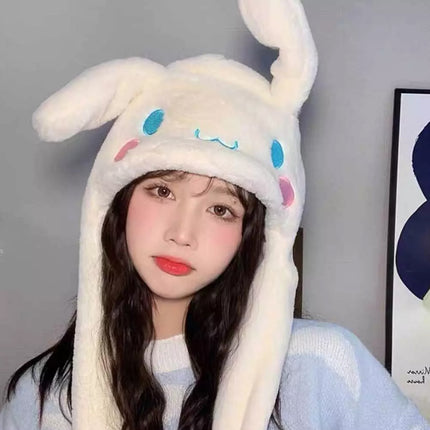 Cute Soft Plush Cap with Moving Ears, Cosplay Hat for Girls Xmas Gift