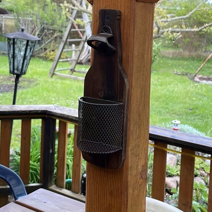 Wall-Mounted Beer Bottle Opener with Cap Catcher for Kitchen & Bar