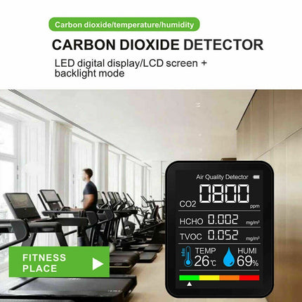 USB Rechargeable 5 in 1 Air Quality Monitor CO2 TVOC HCHO Temp Humidity
