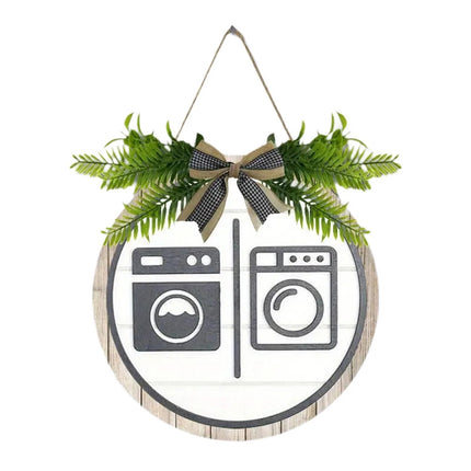 Wooden Laundry Room Sign, Washing Machine Wall Decor for Bathroom