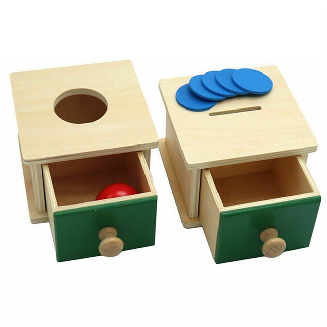 Wooden Object Permanence Box Coin Ball Toy Educational Early Learning