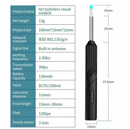 Wireless Ear Endoscope Camera Ear Wax Remover HD Cleaning Tools Kit