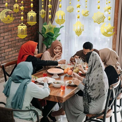 Eid Mubarak 8x Hanging Pendant Ramadan Muslim Party Streamer Banner