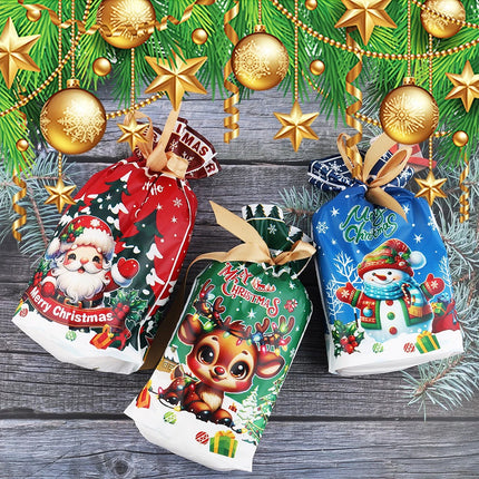50PCS 3Patterns Christmas Wrapping Bags Gift Bags 15X23CM Xmas Day