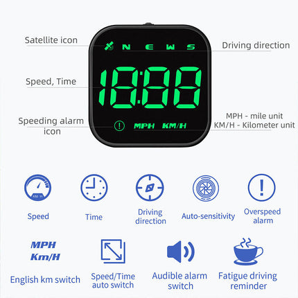 Car Digital GPS Speedometer HUD Display with MPH and KMH Universal