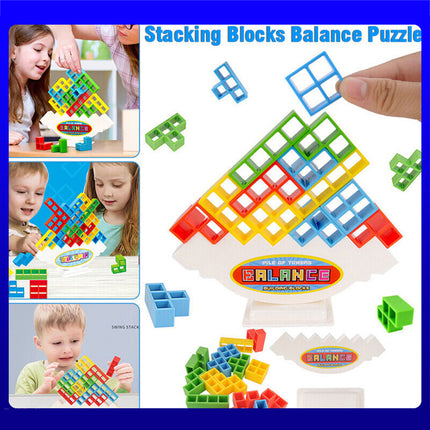 16PCS Tetra Tower Stacking Blocks Game with Holder Balance Puzzle Gift