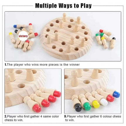 Wooden Memory Match Stick Chess Game Board Puzzle Montessori Toy