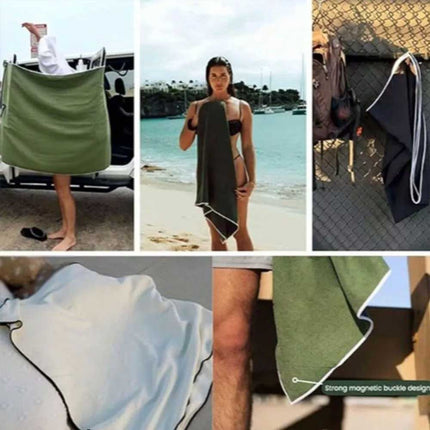 Outdoor Magnetic Coral Fleece Towel, Multifunctional Bath Towel with Magnets