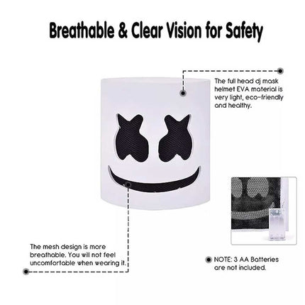 Marshmello DJ Mask Helmet Cosplay, Music Party Costume Bar Mask