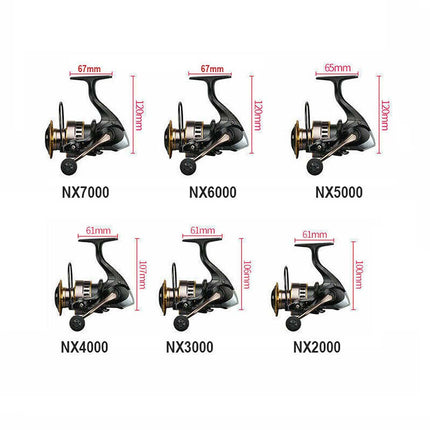 Fishing Spinning Reel 2000-7000, 10kg Max Drag, High Speed Metal Spool