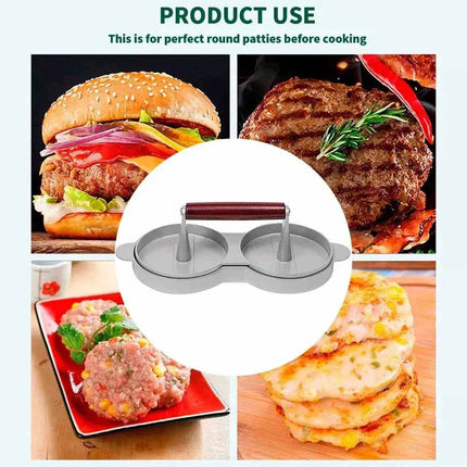 Double Burger Press Hamburger Maker Non-Stick Aluminium Beef Patty BBQ