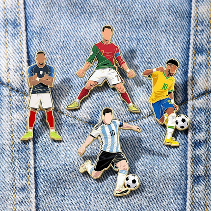 4PCS Football Star Pin Badge Set for Fan Backpack Accessory
