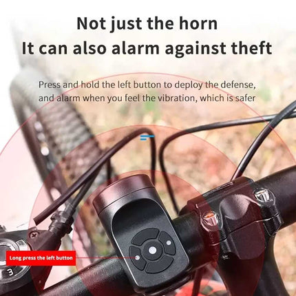 MTB 140dB Electric Bicycle Bell USB Chargeable Horn 4 Mode Anti-theft Alarm