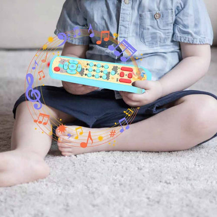 TV Remote Control Toy Sensory Lighting Music Buttons Toddler Play Set Blue