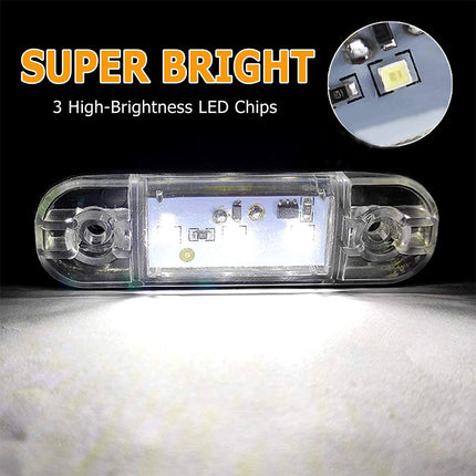4X 3LED CLEARANCE LIGHTS SIDE MARKER LAMP WHITE TRAILER TRUCK CARAVAN 12V/24V