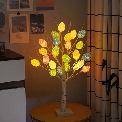 Easter LED Pre-Lit Birch Twig Tree Party Decoration with 24 Eggs