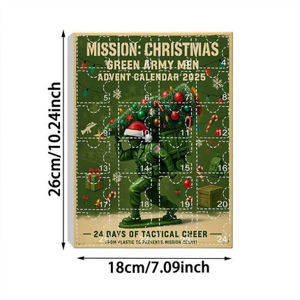24 Day Christmas Countdown Advent Calendar Green Army Men Toy Gift