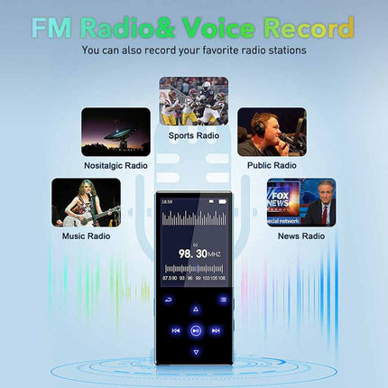 Portable MP3 Player 32GB FM Radio Bluetooth HIFI Sport Music Video Recorder