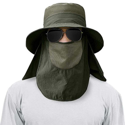Outdoor Sun UV Protection Fishing Cap Neck Face Flap Hat Wide Brim Summer