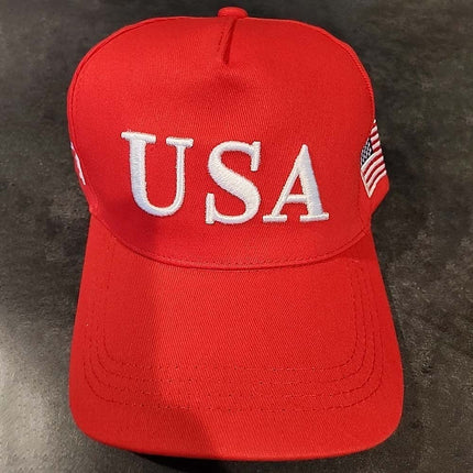 Trump USA 45-47 Embroidered Red White Adjustable Patriotic Cap Hat
