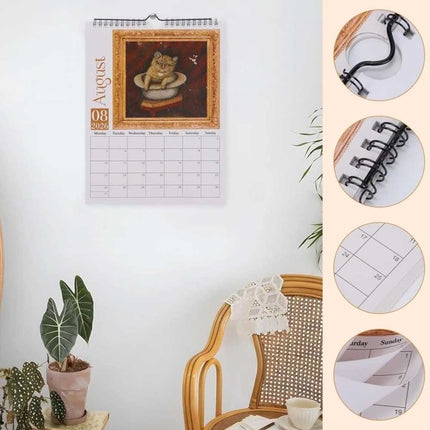 2026 Weird Medieval Cats Wall Calendar Monthly Planner Art Gag Gift