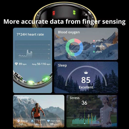 R06 Smart Ring for Men Women Heart Rate Blood Oxygen Fitness Tracker
