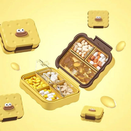 7 Compartment Cute Pill Box, Waterproof Mini Pill Case for Damp-Proof Travel