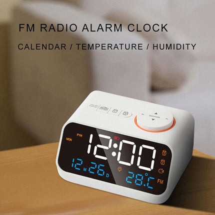 LED Digital Alarm Clock with Calendar, Temperature, FM Radio & Snooze