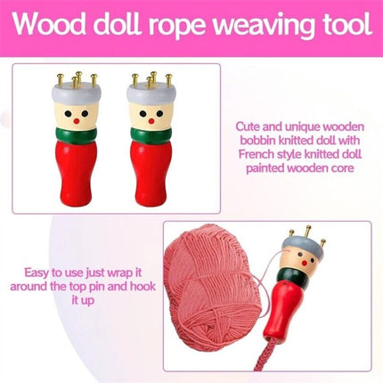 Wooden Spool Knitting Doll French Knitter 2-Pc Kit for Beginner