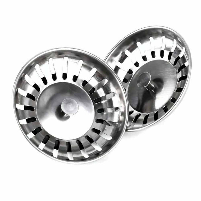2 Pack Stainless Steel Kitchen Sink Drain Strainer Waste Plug Stopper