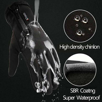 Waterproof Thermal Touch Screen Winter Gloves with Windproof Zipper